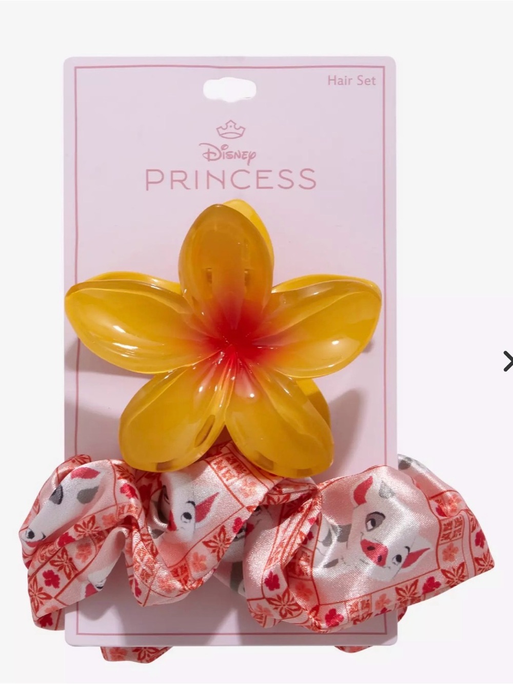NWT Disney Moana Pua Flower Hair Clip & Scrunchie Set
